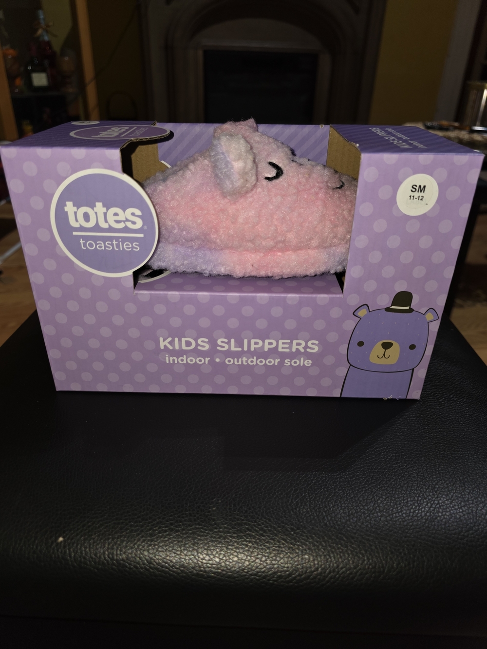 Totes Toasties Kids Pink Plush Animal Slippers